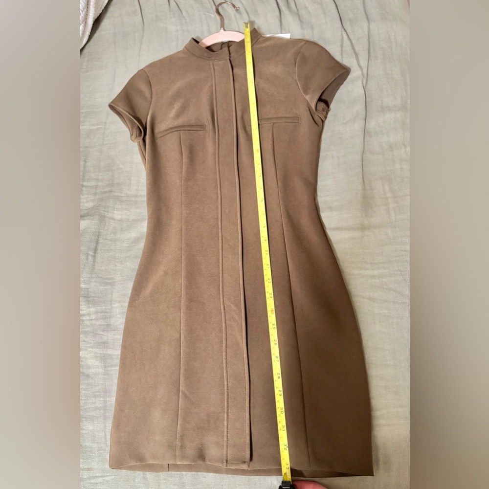 Zara Pocket Mini Dress-- Dark Khaki - Picture 7 of 9